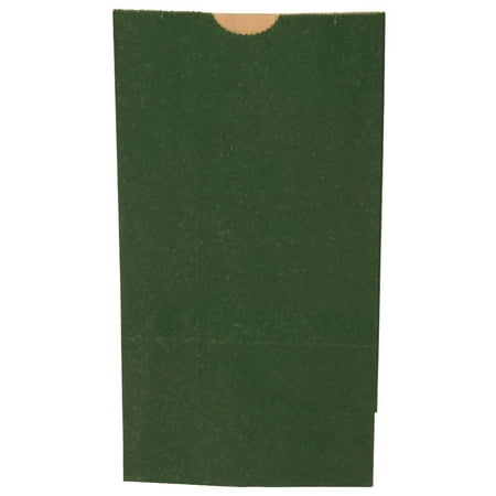 JAM Paper Kraft Lunch Bags, 5x9.75x3, Dark Green, 500/Box, Medium