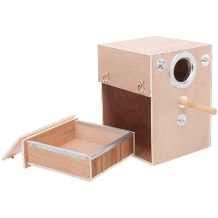 SHOWERORO Parakeet Nesting Box Khaki Wood Bird Owners 1Pack 10.2x7.9x7.9in