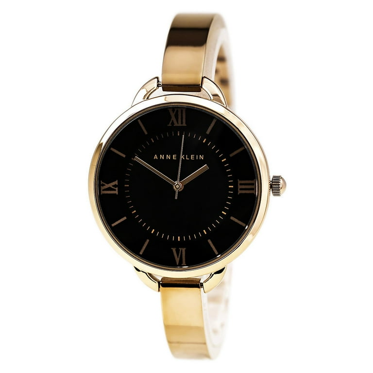 Anne Klein Women's 1826BKRG Black Dial Rose Gold Tone Stainless