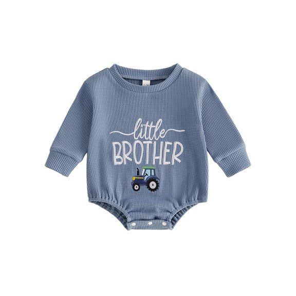 Miaouyo Baby Boy Romper, Long Sleeve Crew Neck Embroidery Letters Fall Bodysuit