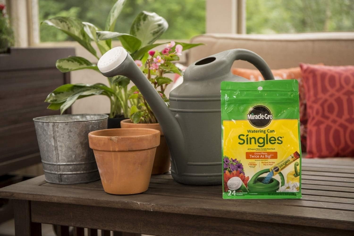 2-pack Miracle-Gro Watering Can Singles All Purpose Plant Food - Water Soluble - 2 Pack, 48 Packets — Outdoor & Indoor Plant Use, Easy Application