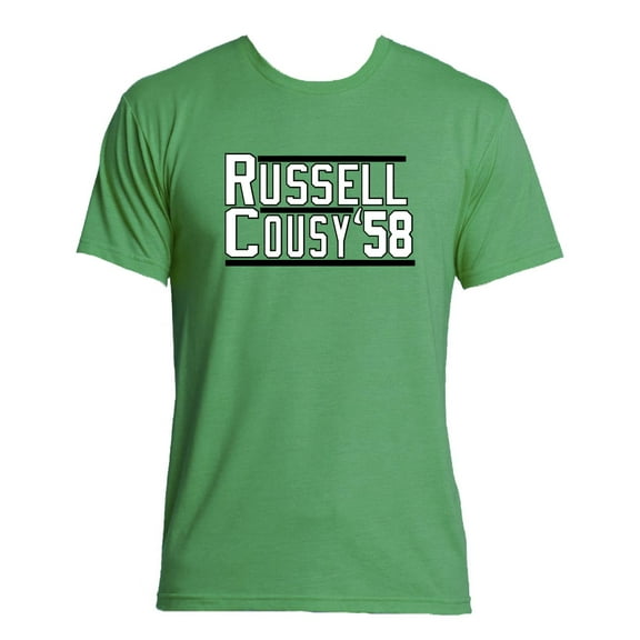 TRIBLEND Celtics Bill Russell Bob Cousy 58 T-Shirt