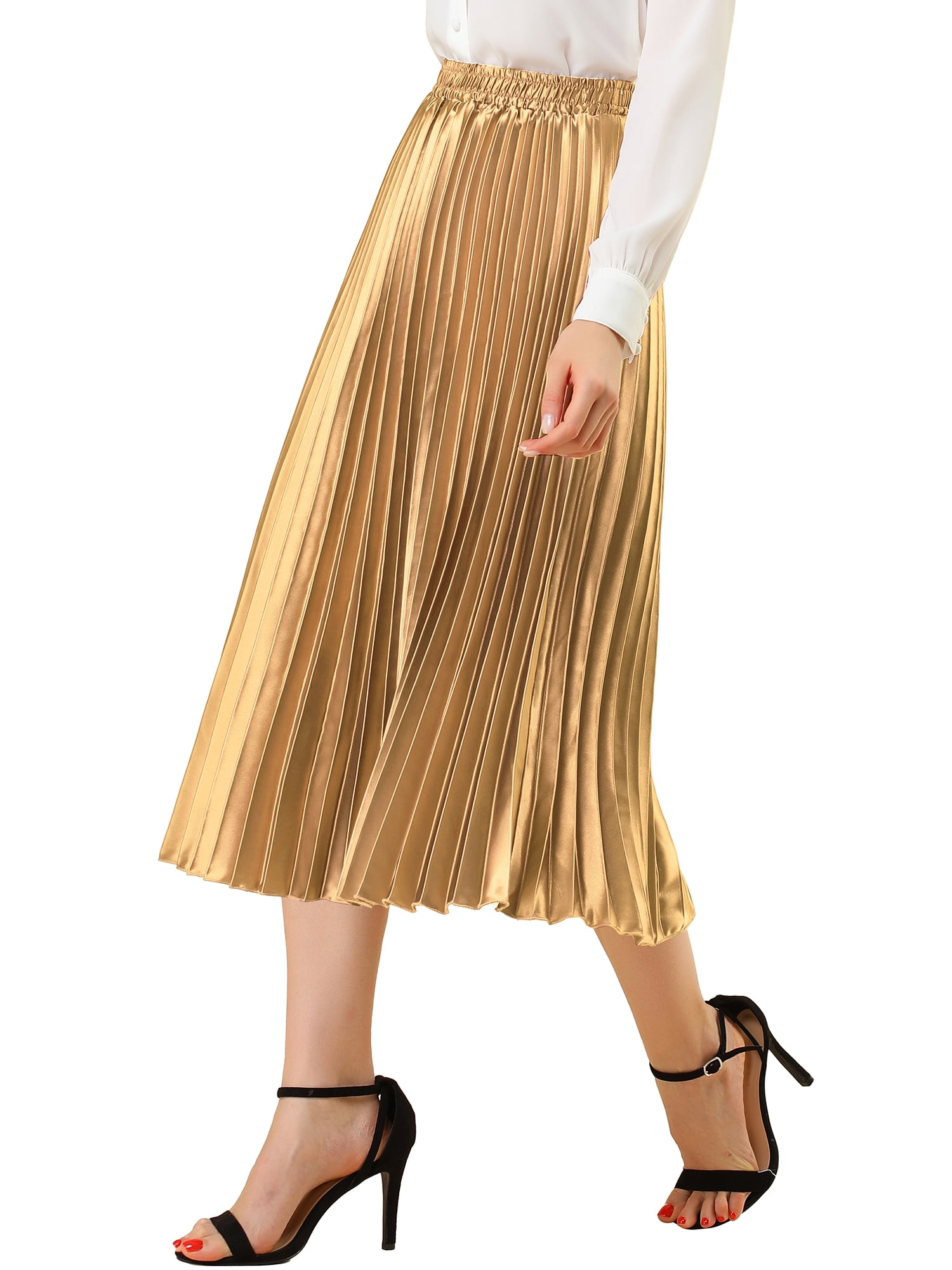 Guess gold pleated online skirt