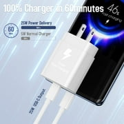 شاحن هاتف أندرويد من النوع C، شاحن حائط USB C بقوة 25 وات، شحن فائق السرعة مع كابل شاحن USBC إلى C بطول 6 أقدام، متوافق مع Samsung Galaxy S22/S22 Ultra/S21 Ultra/S20 Ultra/Note، عبوة من 20 قطعة
