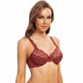 thumbnail image 5 of MELENECA Women's Full Coverage No Padding Plus Size Lace Underwire Bra Cabernet Red 40F, 5 of 5