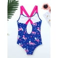 thumbnail image 3 of YONGHS Kids Girls Swimsuit Criss Cross Back One Piece Swimming Bathing Suit Beachwear Sapphire 8, 3 of 7
