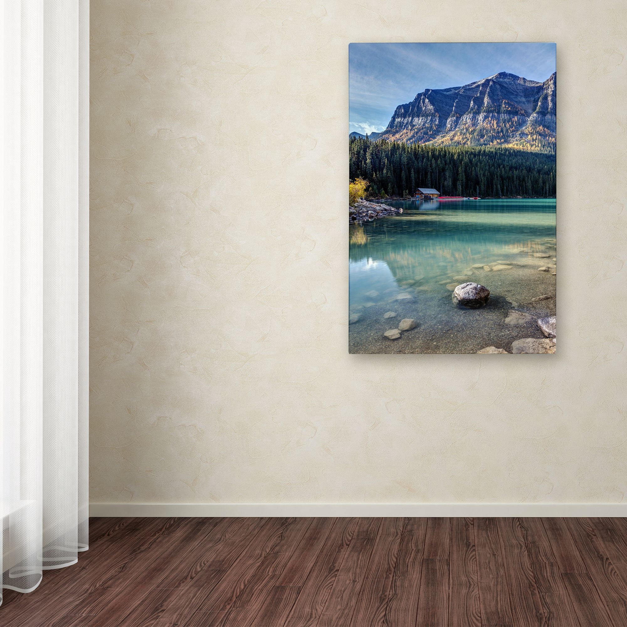 Trademark Fine Art 'Cabin at Lake Louise' Canvas Art by Pierre Leclerc
