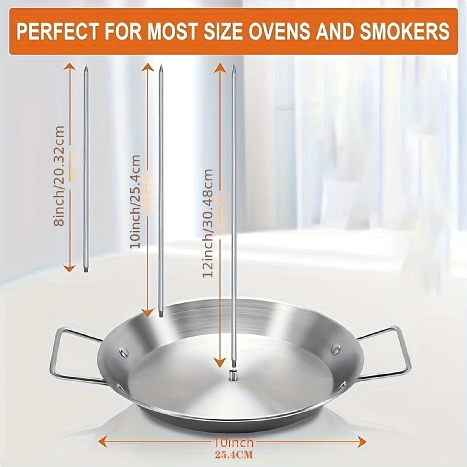 Crcmjuhgsa Barbecue Grills Pan With Skewer 304 Stainless Steel Vertical Skewer Pan Cooking Plate Pan With Skewer For Oven For Al Pastor Shawarma Kebabs Oven BBQ Dishes