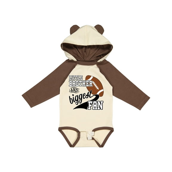 Inktastic Little Brother and Biggest Fan Football Player Boys Long Sleeve Baby Bodysuit