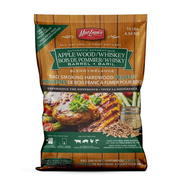 Granulés à fumer pour barbecue au bois de pommier et au whisky MacLean's Granulés de pomme/whisky 10lb