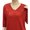 Red, variant on Women Top V Neck Three Quarter Sleeve Solid Color Flower Pattern Knitted Elastic Soft Casual Pullover Elastic Cuff Mid-aged Women Mother Blouse