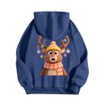 thumbnail image 5 of felwors Women's Christmas Reindeer Graphic Hoodie - Festive Casual Pullover with Kangaroo Pocket Blue, XXXL, 5 of 8