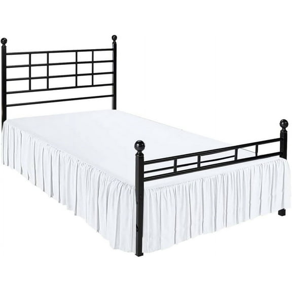 Ruffled Bed Skirt with Split Corners - Microfiber Bedskirt - Dust Ruffle - White, Queen - 21 Inch Drop
