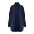 thumbnail image 3 of Pimfylm Women's Turtleneck Oversized Sweaters Long Batwing Sleeve Spilt Hem Tunic Pullover Knit Tops Navy, XL, 3 of 9