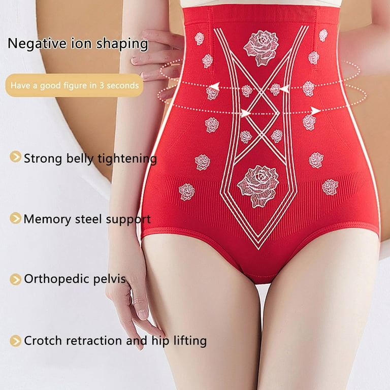 Tummy Control Shapewear Thong Woman High Waisted Traceless Lift Gaine  Amincissante Femme Warm Yoga Fajas Short Reductoras Shaping Pants Red XL