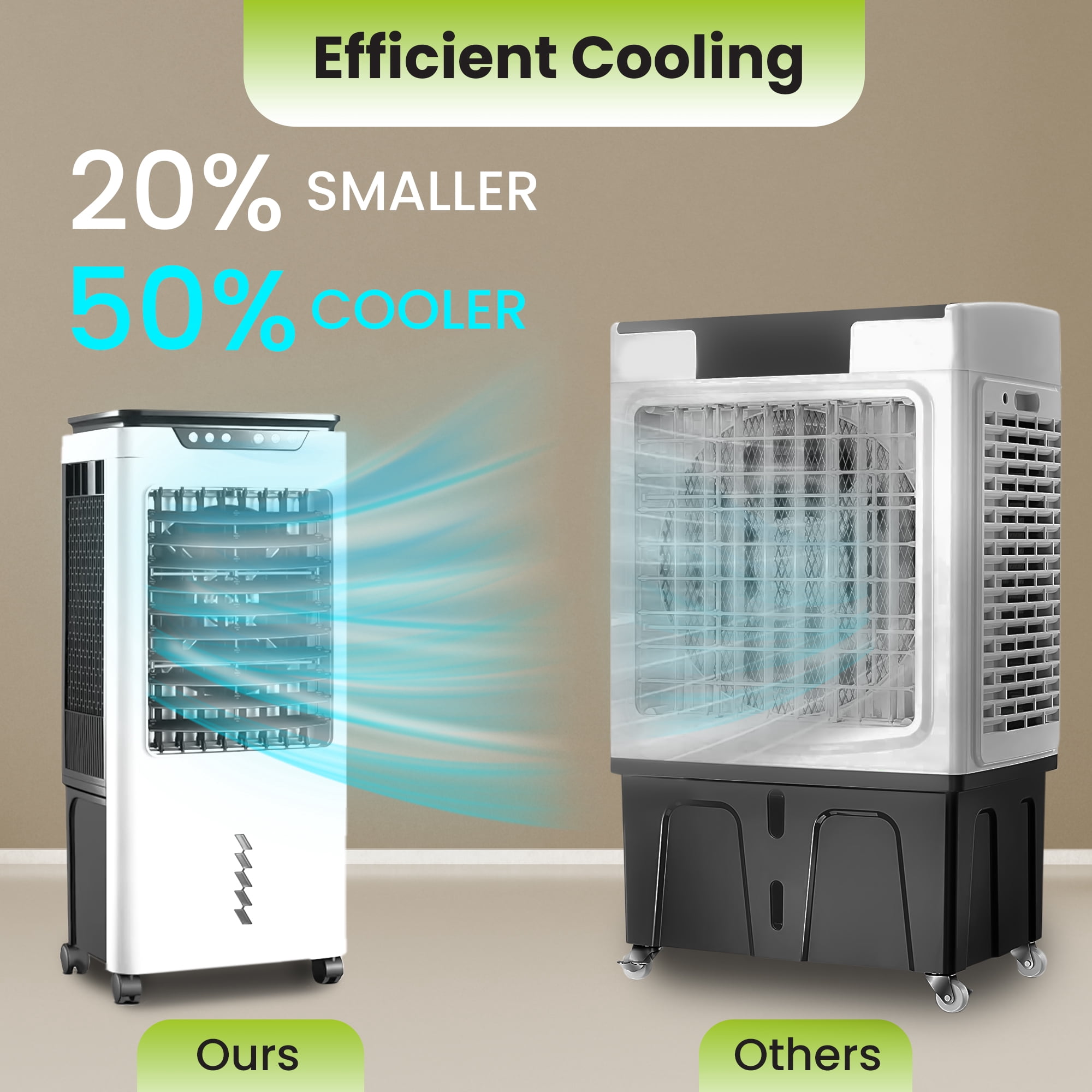 Gorilla Gadgets Powerful Swamp Cooler 5300 CFM, 7 Gallons Water Tank, Portable Indoor Evaporative Air Cooler, Remote Included, Swing Mode, Modern Design, 3 Speeds (LBW-6500RC)