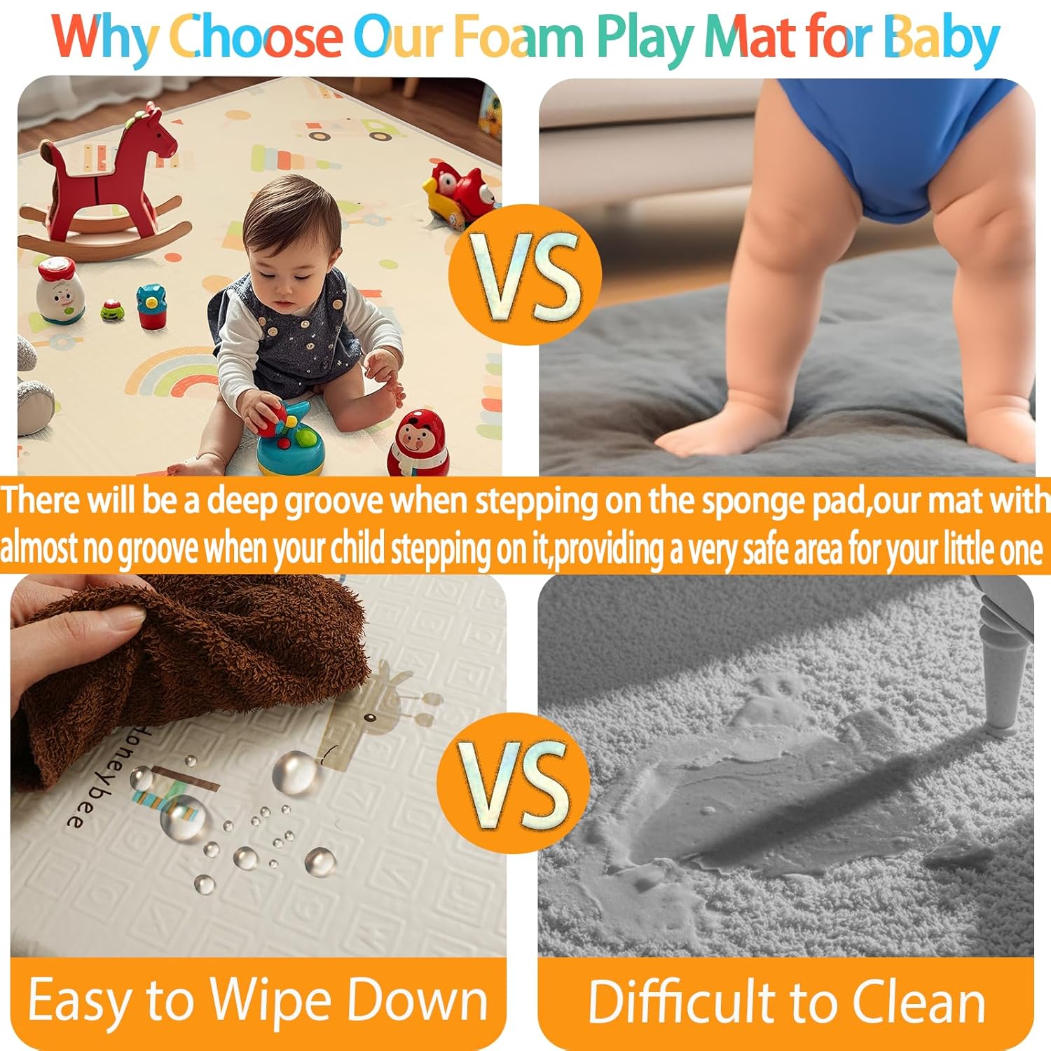 Extra Large Baby Playmats,0.8 Inch Waterproof Playroom Rug,79 x 71 Playpen Mat | Outdoor Play Padded for Backyard,Folding Kids Tummy Time Thick Soft Floormats Cushioned Toddler Playmat