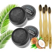 YSO Two Natural Organic Activated Charcoal Whitening Powder and Toothpaste with Four Toothbrushes