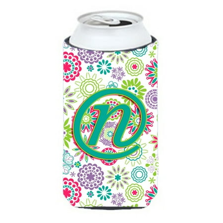 

Carolines Treasures CJ2011-NTBC Letter N Flowers Pink Teal Green Initial Tall Boy Beverage Insulator Hugger Tall Boy