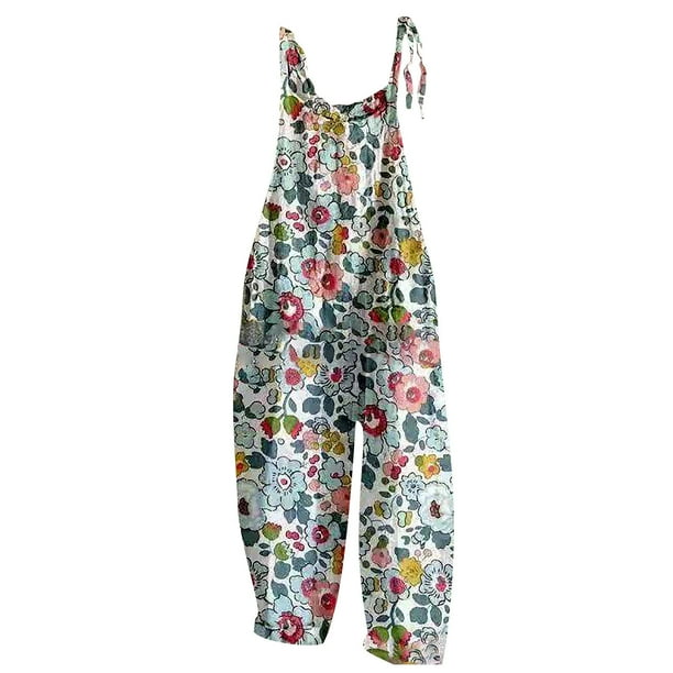 Jumpsuits for Women Dressy Wide Leg Adjustable Bib Overalls Cotton Boho