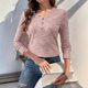thumbnail image 4 of Womens Waffles Knit Tops 2025 Oversized Long Sleeve V Neck Shirts Business Casual Blouses Basic Shirts Tees Sky Blue XL, 4 of 4