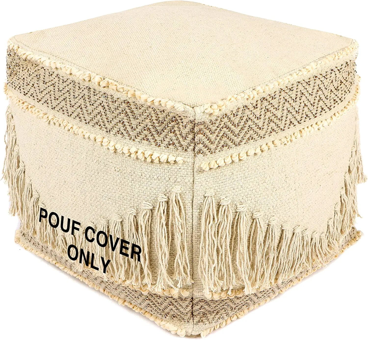 UNSTUFFED Pouf Ottoman Cover REDEARTH Boho Textured Storage Cube Poof