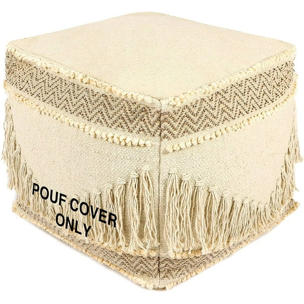 UNSTUFFED Pouf Ottoman Cover REDEARTH Boho Textured Storage Cube Poof