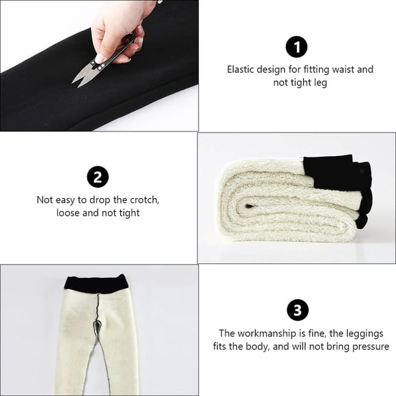 OUNONA Black High Waist Thicken Warm Thermal Tights with Elastic Design for Body Fit
