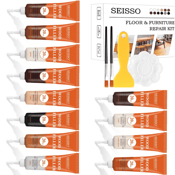 SEISSO 12 Colors Furniture Touch-Up Kit,Wood Furniture kit with Wood Furniture Scratch Restorer, Filler for Table, Door, Desk, Cabinet, Deal on Sale Clearance