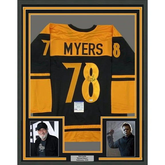 Framed Autographed/Signed Nick Castle Michael Myers 35x39 Halloween Black Movie Jersey PSA/DNA COA