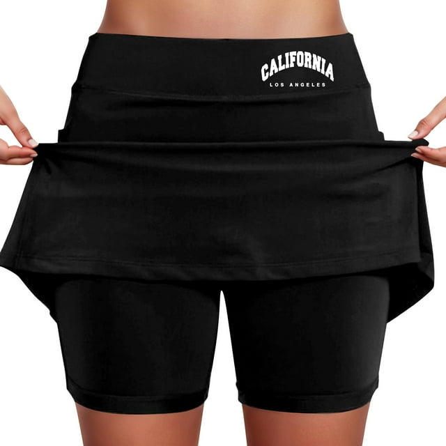 Women's Mid Rise Culottes With Pocket Sports Casual Fashion Printed Skirt
