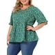thumbnail image 2 of Blusas de talgrande pamujer, con estampado floral, ligeras, con cuello en V, pababydoll Verde XL, 2 of 6