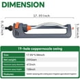 thumbnail image 5 of Emlimny Oscillating Sprinkler with 19-Hole Brass Nozzle 4-Way Adjustable Spray Oscillating Sprinkler, Garden Tool for Lawns up to 4,000 sq.ft,Heavy Weight Base, Built-in Spray Jet Cleaning Needle, 5 of 7