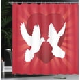 thumbnail image 4 of Ambesonne Love Shower Curtain, Doves Peace Symbol Romantic, 69"Wx70"L, White and Vermilion, 4 of 5