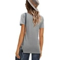 thumbnail image 2 of Womens Summer Casual Short Sleeve Tunics Tops Crew Neck Blouses Dressy Basic Shirts, 2 of 6