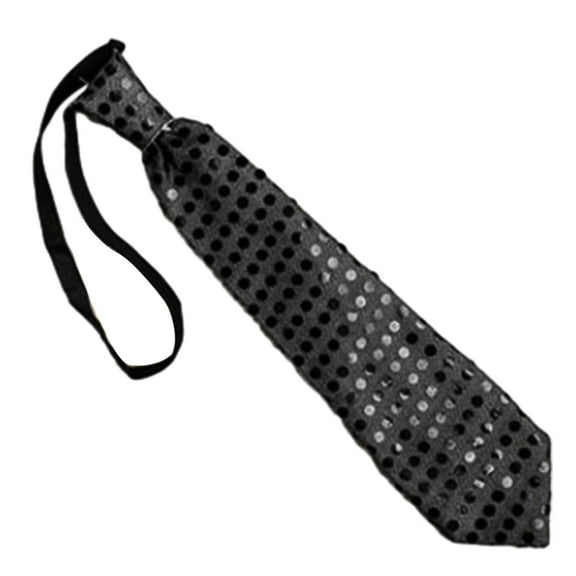 Electric LED Light Up Shinning Sequins Tie Paillette Necktie Pre-Tied Neck Wear Party Club