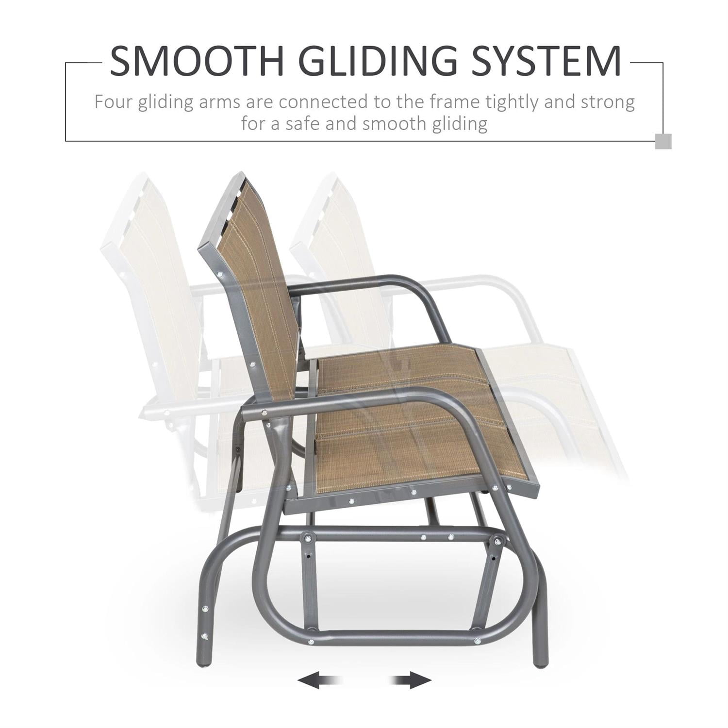 Demi Bonn 3-Person Outdoor Patio Glider Bench, Porch Glider Swing with 3 Seats, Breathable Mesh Fabric, Metal Frame, Outdoor Glider Chairs for Porch, Balcony, Poolside, Brown