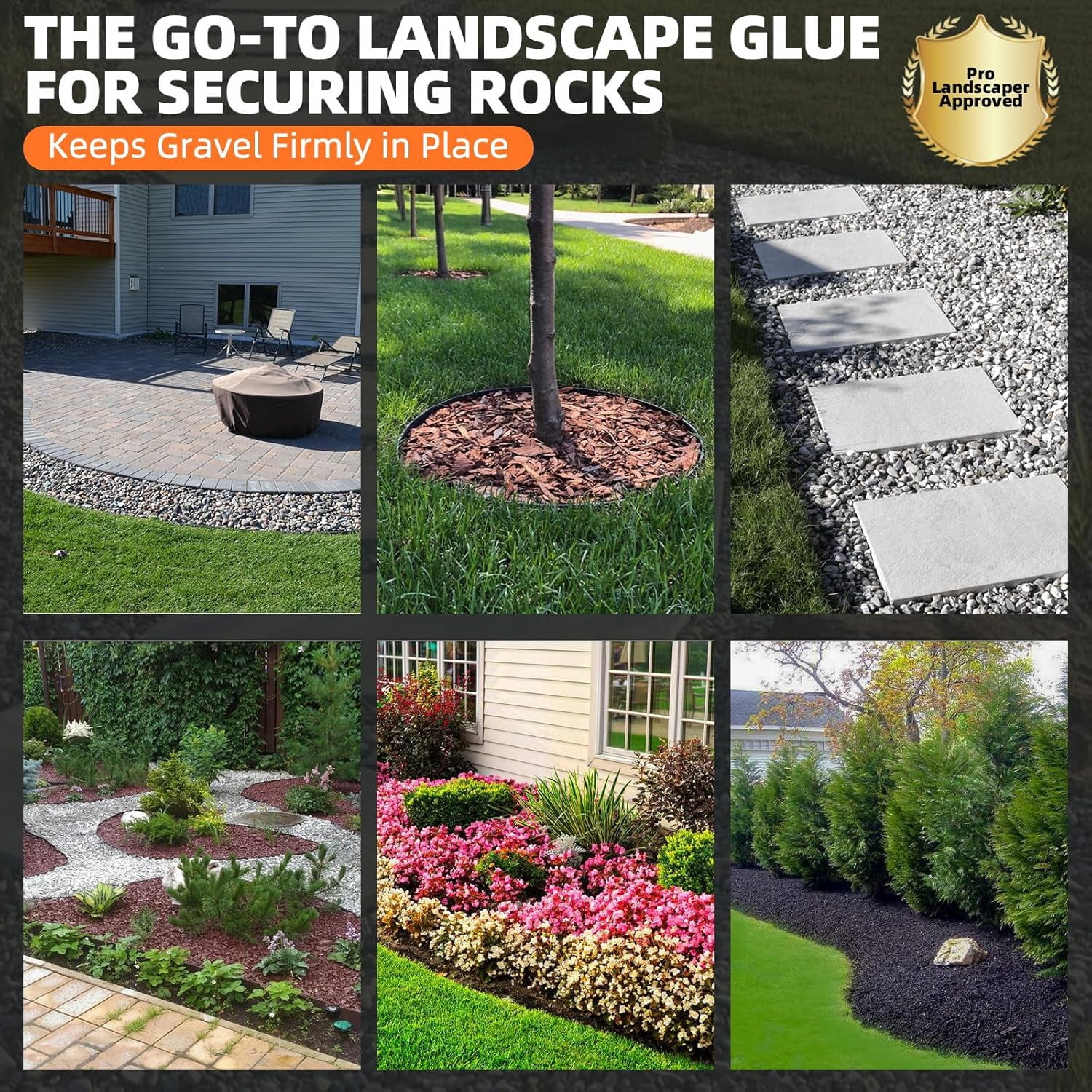 Rock Glue, 1 Gallon Mulch Bond for Landscaping with Sprayer, Ultra-Stick Mulch & Gravel Binder, Non-Toxic Pea Gravel Stabilizer, Landscape Adhesive for Paths, Patios & Borders