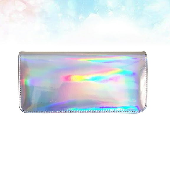 YSNOOWE 1Set Reflective Wallet Geometric Holographic Bag Silver 8.46X3.93X1.18in Credit Card Holder
