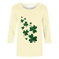 thumbnail image 3 of Felirenzacia Women’s St. Patrick’s Day Undershirt 3/4 Sleeve Sweatshirt Baseball Style Clover Graphic Pullover Top, Multicolor,XL, 3 of 5