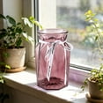 thumbnail image 4 of Jarrón de cristal transparente con decoración de cinta – Jarrón decorativo de color para plantas hidropónicas, flores secas o frescas – Centro de mesa para el hogar, ideal para la sala de esta, 4 of 6