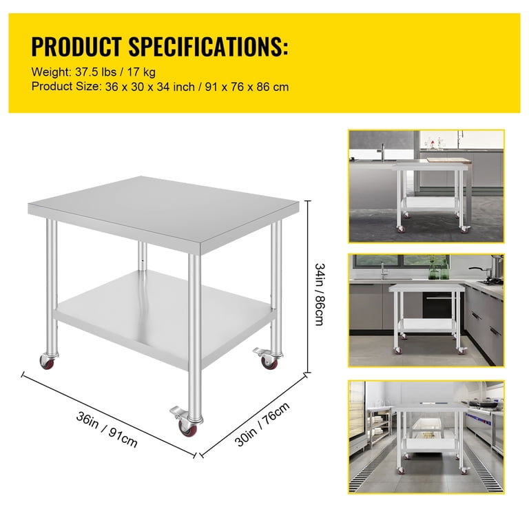 30 X 36 Steel Work Table Omcan 43183, Commercial 30