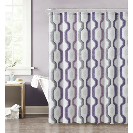 Purple Gray Pink And Taupe Fabric Shower Curtain With Printed Vertical Geometric Design 72 X Purple Gray Pink And Taupe Fabric Shower Curtain With Printed Vertical Geometric Design 72 X