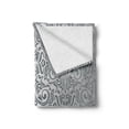 thumbnail image 2 of Damask Soft Flannel Fleece Throw Blanket, Baroque Damask Curves Rococo Style Motifs Floral Renaissance Revival Design, Cozy Plush for Indoor and Outdoor Use, 50" x 60", Grey Pale Grey, by Ambesonne, 2 of 6