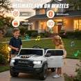 thumbnail image 4 of RAM 1500 RHO 24V Electric Ride On Car for Kids Girls Boys Ages 3-8 2 Seater, Power Ride On Truck Toy with 4 Wheels Suspension, Remote Control, Bluetooth, MP3, White, 4 of 8