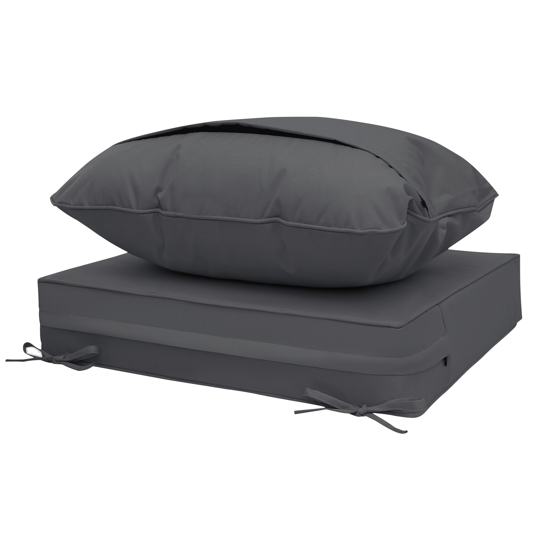 23.5 x 25.5 Waterproof Outdoor Deep Seat Cushion for Patio Furniture Cushion Replacement, Mid Back, Set of 4, Dark Gray