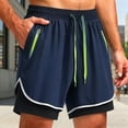 thumbnail image 2 of LiuXxxx Casual Running Shorts Breathable Athletic Yoga Workout Pants with Liner Compression Inner Layer Navy XS, 2 of 4