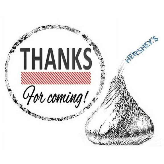 216 Thanks For Coming Party Favor Hershey's Kisses Stickers / Labels - Red