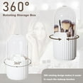 thumbnail image 4 of Makeup Brush Holder with Lid Desk Organizer and Accessories, 360° Rotating Dustproof Make Up Brushes Container Pen Holder for Desk with Acrylic Cover, Cosmetics Holders with 5 Compartment, White, 4 of 7