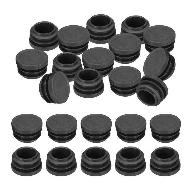 Tapones de extremo de plástico Uxcell de 1" OD, 24Pcs, tapón de agujero redondo, negro